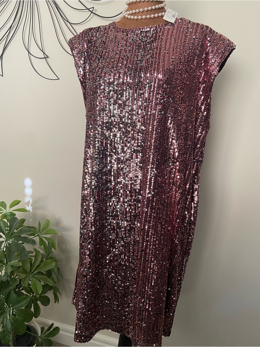 NWT Rock & Shine pink and black sequence dress, size XL
